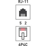TJ3B-6P4C (05-1113), Розетка RJ14 телефонная на плату тип 3B