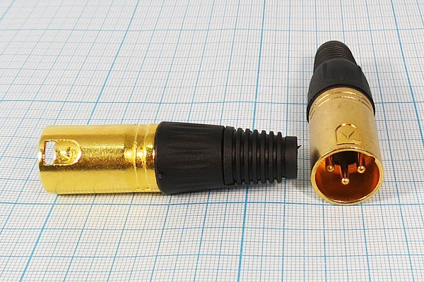 Штекер микрофонный XLR\3P\каб\цанг [Au]\MC947G-3P; №9310 штек мик XLR\3P\каб\\цанг [Au]\MC947G-3P