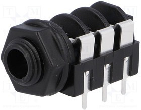NTR-NMJ6HFD2, Гнездо, Jack 6,3мм, "мама", stereo, с выключателем, угловой 90°