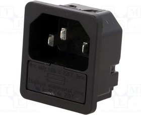 6200.4110, Разъем: питания AC, гнездо, "папа", 10А, 250ВAC, IEC 60320, пайка