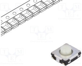 EVQQ2M03W, Микропереключатель TACT, SPST, Пол: 2, 0,02A/15ВDC, SMT, нет, 1,3Н