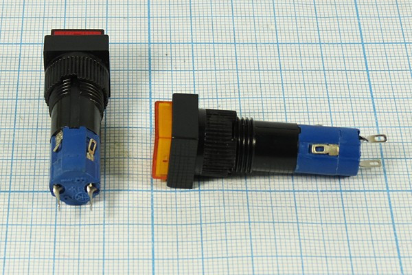 Выключатель кнопочный с фиксацией SPST, OFF-ON, красный с подсветкой ,220В/1А, IL2Вкр; №10289R ПКн\250\ 1,0\SPST\d12\чер\ ILкрСд2В\\5C\HS-20