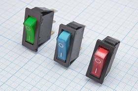 Выключатель клавишный с фиксацией и красной подсветкой ON-OFF, 220В/15А, 14x32h16мм; №2982 R ПКл\\15\ON-OFF\14x32h16\ чер\ILкр\\3T\IRS-101-3