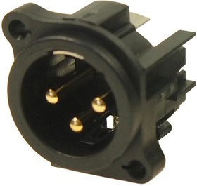 CP300252, Аудио разъем XLR, R/A, 3 контакт(-ов), Штекер, Монтаж на Печатную Плату