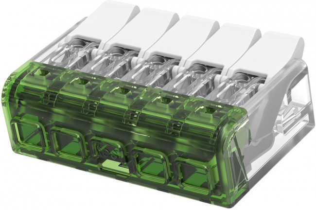 5-2834245-1, Conn Flex Grip Wire 5 POS Spring Clamp ST Cable Mount 16A/Contact Bag/Box