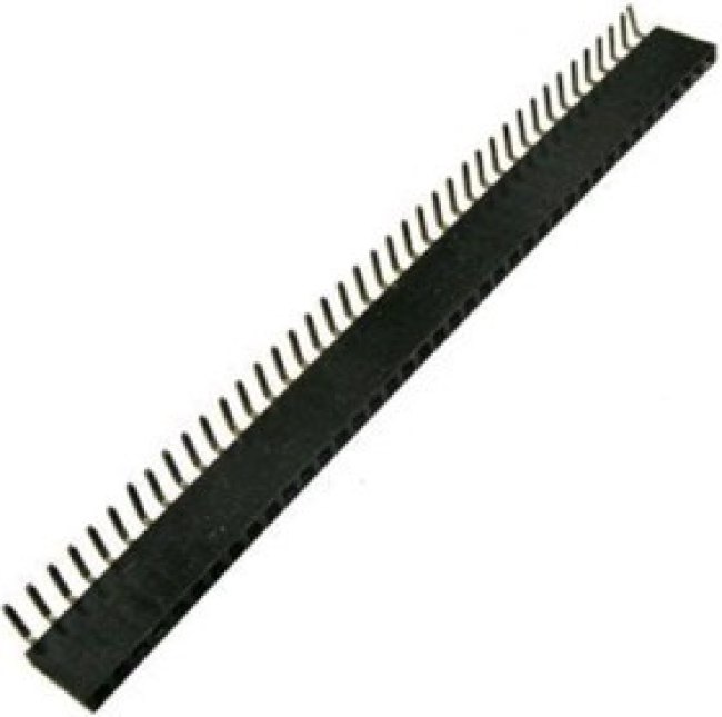 PBS-40R (DS-1024 - 1x40 - R), Гнездо на плату 2.54мм 1х40pin угловое