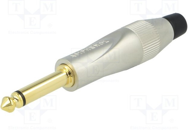 TM2PNJ-AU, Вилка, Jack 6,3мм, "папа", mono, Кол-во полюс: 2, прямой, на провод