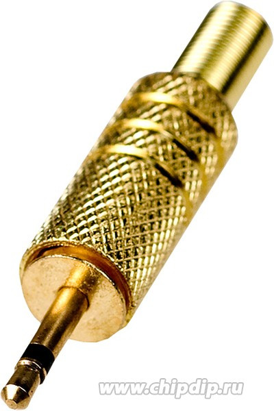 1-004G, штекер аудио 2.5мм моно металл на кабель "позолоченный"