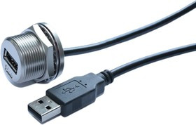 Straight, Panel Mount, Socket Type A 2.0 IP68 Type A USB Connector