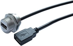 Straight, Panel Mount, Socket Type A 2.0 IP68 Type A USB Connector Straight, Panel Mount, Socket Type A 2.0 IP68 Type A USB Connector