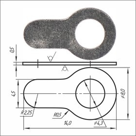 Лепесток латунный никелированный PSV 1-1-4,3-14-03 Лепесток латунный никелированный PSV 1-1-4,3-14-03