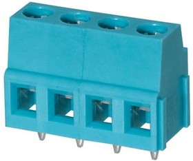 TB007-508-04BE, Fixed Terminal Blocks Terminal block, screw type, 5.08 , horizontal, 4 poles, CUI Blue, slotted screw, PCB mount