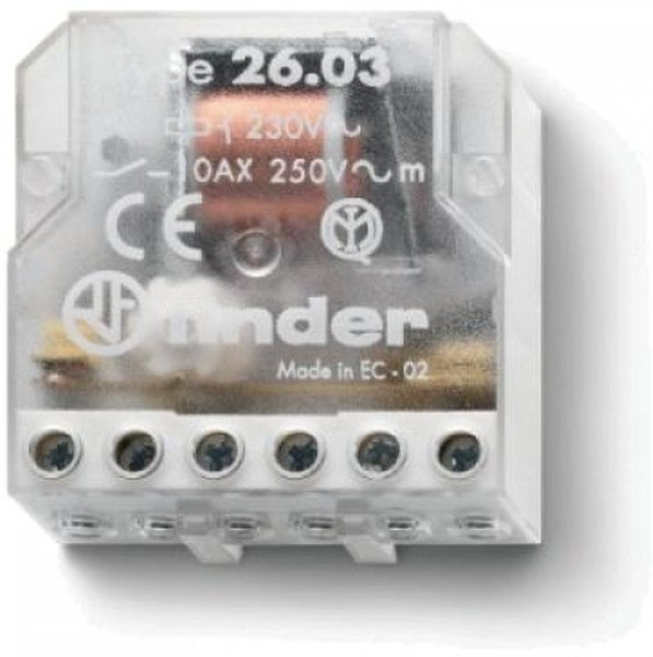 26.03.8.024.0000, Шаговое электромеханическое реле; 1NO+1NC 10А, 2 состояния; контакты AgNi; питание 24В АC; монтаж в коробке; степень защит 26.03.8.024.0000, Шаговое электромеханическое реле; 1NO+1NC 10А, 2 состояния; контакты AgNi; питание 24В АC; монтаж в коробке; степень защит