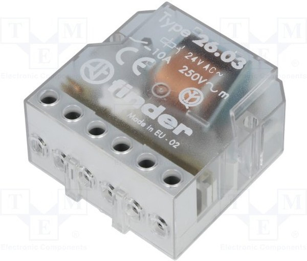 26.03.8.024.0000, Шаговое электромеханическое реле; 1NO+1NC 10А, 2 состояния; контакты AgNi; питание 24В АC; монтаж в коробке; степень защит 26.03.8.024.0000, Шаговое электромеханическое реле; 1NO+1NC 10А, 2 состояния; контакты AgNi; питание 24В АC; монтаж в коробке; степень защит