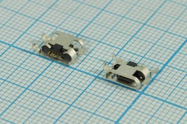 Гнездо micro USB, Тип B, угловое, 5 контактов, SMD на плату; №12759 гн microUSB \B\5C4HP\плат\угл\ SMD\microUSBB5SAD6\