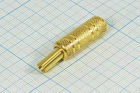 Гнездо Audio Jack стерео 3.5мм, на кабель, цвет - золото; №2777 гн 3,5стерео\3C[Au]\каб \пруж хвост\\