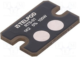 RTS-01-100-1K2-1, Резистор: thick film, винтами, 1,2кОм, 100Вт, ±5%, 38x25x2мм, 2,5кВ