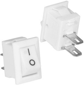 KCD5-101-C3-W/2P on-off, Клавишный переключатель KCD5-101-C3-W/2P, ON-OFF, 2 контакта, корпус/переключатель белый