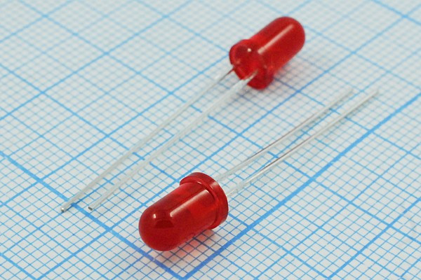 Светодиод красный 5x9мм, с красной матовой линзой и углом 32град, 160мкД,632нм; №14637R СД 5 x 9 \кр\ 160\ 32\кр мат\SL-522SDAF\VOISE
