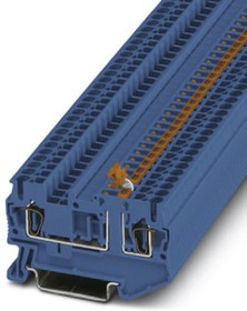 3037818, ST 2.5-MT BU Series Blue DIN Rail Terminal Block, Single-Level, Spring Clamp Termination