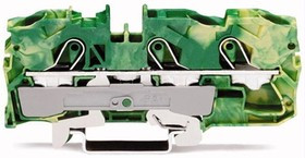 2010-1307, 3-пров. клемма с заземлением, 0,5 - 10 (16) мм2, желто-зелёная