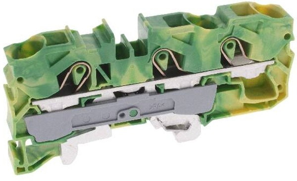 2010-1307, 3-пров. клемма с заземлением, 0,5 - 10 (16) мм2, желто-зелёная