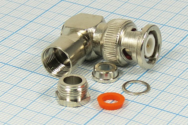 Разъем BNC вилка, RG58, угловой Разъем BNC вилка, RG58, угловой