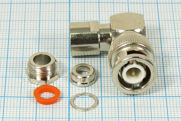 Разъем BNC вилка, RG58, угловой Разъем BNC вилка, RG58, угловой