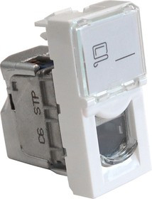 Вставка Mosaic 22.5x45, RJ-45 STP, кат.6, со шторкой и увеличенным окном маркировки, белая