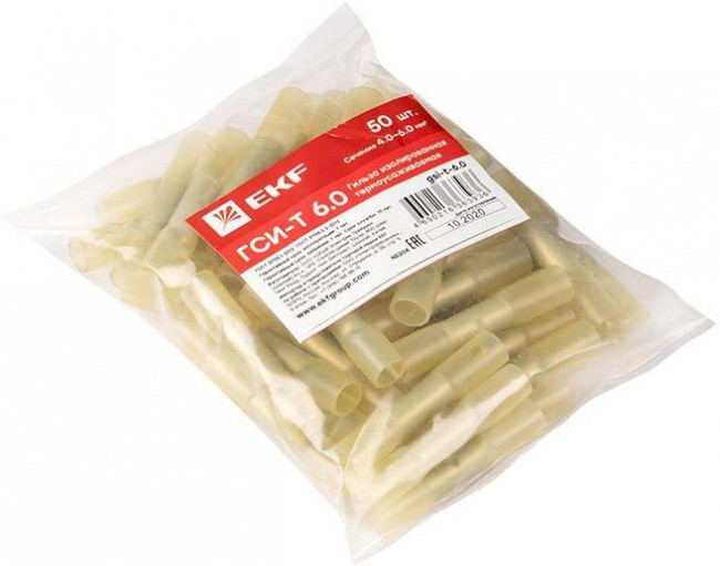 Гильза термоусаживаемая изолированная ГСИ-Т 6.0 (уп.50шт) EKF gsi-t-6.0