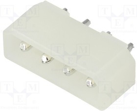 DDS04D, Гнездо; провод-плата; "папа"; 5,08мм; PIN: 4; THT; на PCB; 5А; 250ВDC