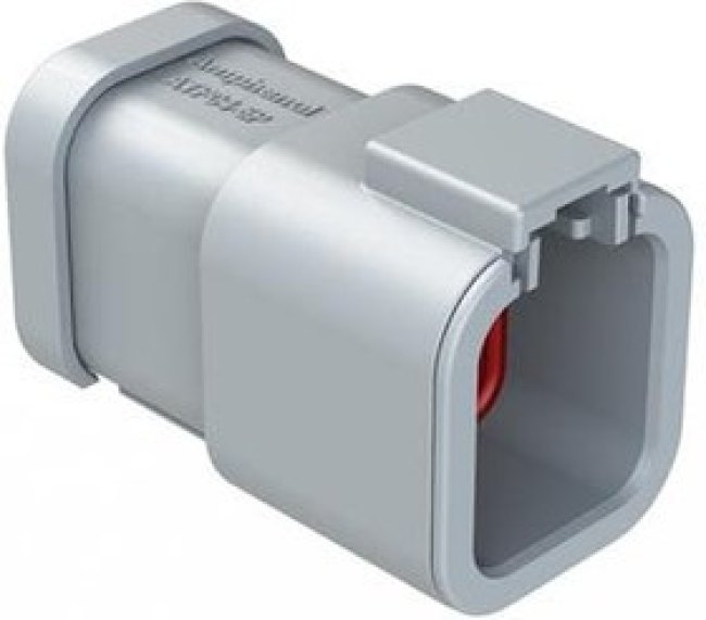 ATP04-6P-MM01, Automotive Connectors 6-Position Receptacle, Male, with Endcap and Reduced Diameter Seal, Grey ATP04-6P-MM01, Automotive Connectors 6-Position Receptacle, Male, with Endcap and Reduced Diameter Seal, Grey