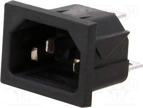 CL19193, Разъем: питания AC, гнездо, "папа", 10А, 250ВAC, IEC 60320, C14 (Е)