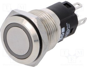 82-4151.1124, Pushbutton Switches Blue RngLED 24VAC/DC 16mm QC Flush