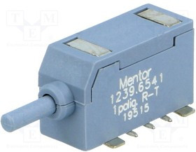 1239.6541, Переключатель: кнопочный, Пол: 2, SPDT, 0,5A/60ВAC, 0,5A/60ВDC