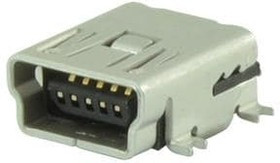 UJ2-MBH-1-SMT-TR, USB Connectors USB 2.0 mini B jack 5 pin Horizontal SMT