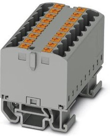 3274142, Conn Distribution Terminal Block 12 POS Spring Clamp DIN Rail/Panel Mount 24A