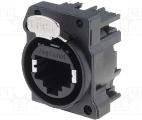 RJX8FA3HB, Гнездо; RJ45; XLRnet; Кат: Class D; с кнопкой; THT; угловой 90°