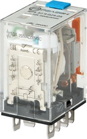 Releon Миниатюрное силовое реле; 2 перекидных контакта 10А (~ 230В AC) блокируемая кнопка проверки + светодиод RP532823005