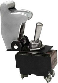 SAC-01 Chrome KN3B-201A, Тумблер двухпозиционный однополюсный KN3B-201A с хромированным предохранительным колпачом SAC-01, 53.5х19.5х33.5