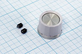 Ручка круглая диаметр 23мм,диаметр регулятора 6.0мм, металл/пластик, серый;№2620 ручка d6,0\d23x16\м