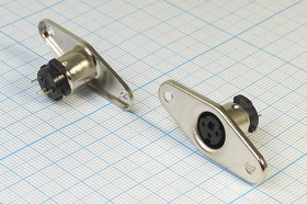 Разъем (miniDIN) K37135A [S-VHS] розетка, контакты 3HP, монтаж на блок, фланец 2отверстия,металл, K37135A [S-VHS]