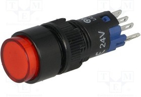 V12Y-11Z-24R, Переключатель: кнопочный, Пол: 2, SPDT, 0,5A/250ВAC, 1A/24ВDC, IP40