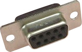 DE-9SF-N, 9 Way Panel Mount D-sub Connector Socket