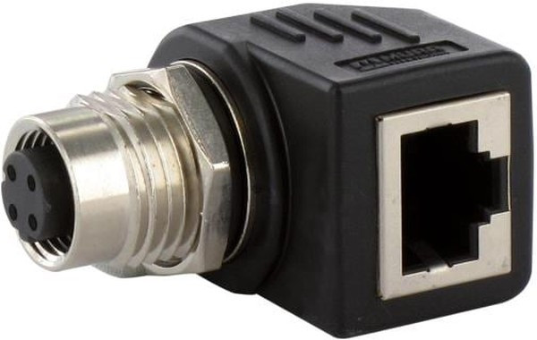 7000-44681-0000000, Right Angle 4 Pole M12 Socket to 1 Pole RJ45 Socket Adapter