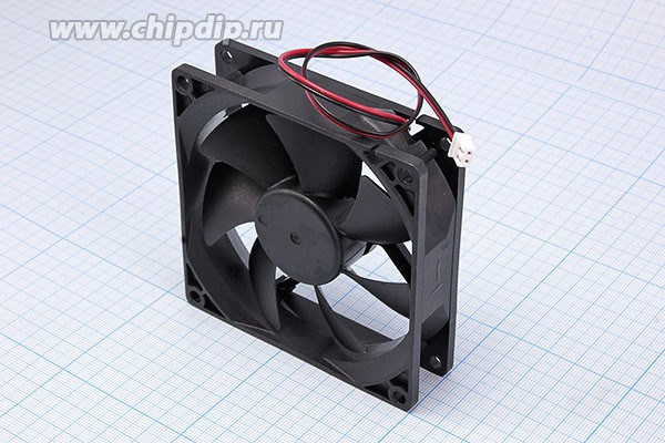 Вентилятор постоянного тока 12 Вольт, 92x92x25мм, шариковый подшипник, 3100об/мин; №ВН338b вент 92x92x25\ 12В\0,28А\2L+HK\ ШП\FBDCF-9225D12H