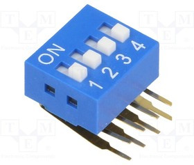 DSK-04, Переключатель DIP-SWITCH, Кол-во секций 4, ON-OFF, 0,05A/12ВDC