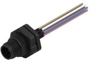 643352100604, Circular Connector, M12, Plug, Straight, Poles - 4, Wire, Panel Mount