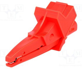 PJ5004-LM-IEC-R, Зажим "крокодил", 20А, 1кВDC, красный, Диап.захвата: макс.25мм