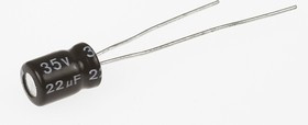 ECAP (К50-35 мини), 22 мкФ, 35 В, 6х7мм, Конденсатор электролитический алюминиевый миниатюрный ECAP (К50-35 мини), 22 мкФ, 35 В, 6х7мм, Конденсатор электролитический алюминиевый миниатюрный